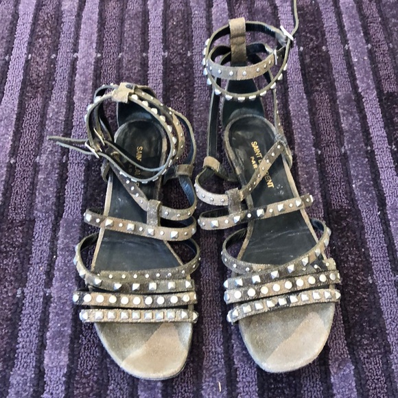 Saint Laurent camo studded sandals - Picture 1 of 3